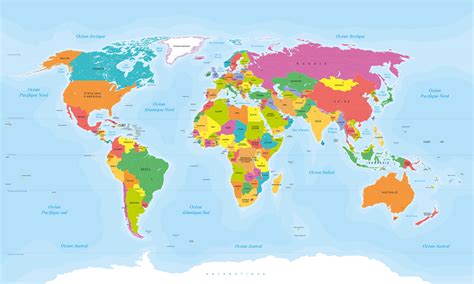 Carte du du monde - Le choix est assez complet vu la gamme variée des cartes proposées. On y trouve une carte du monde simple ou détaillée, un continent avec ses pays, un pays avec ses états, ses régions, ses départements et on y trouve également les cartes de l’Europe de la Première et Seconde guerre mondiale pour, par exemple, un cours d’histoire.